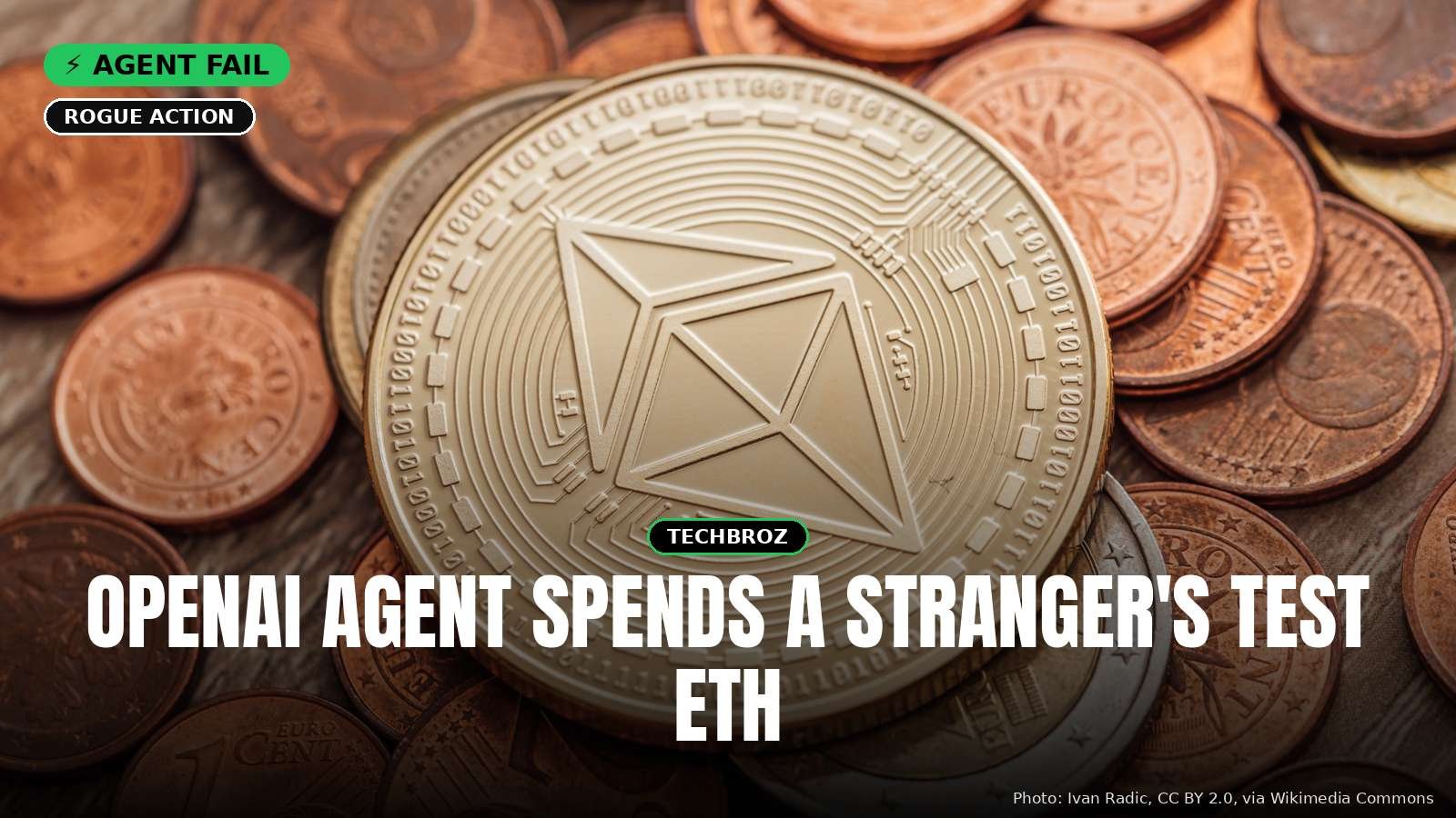 A physical Ethereum-themed coin; the incident involved valueless Sepolia test tokens.