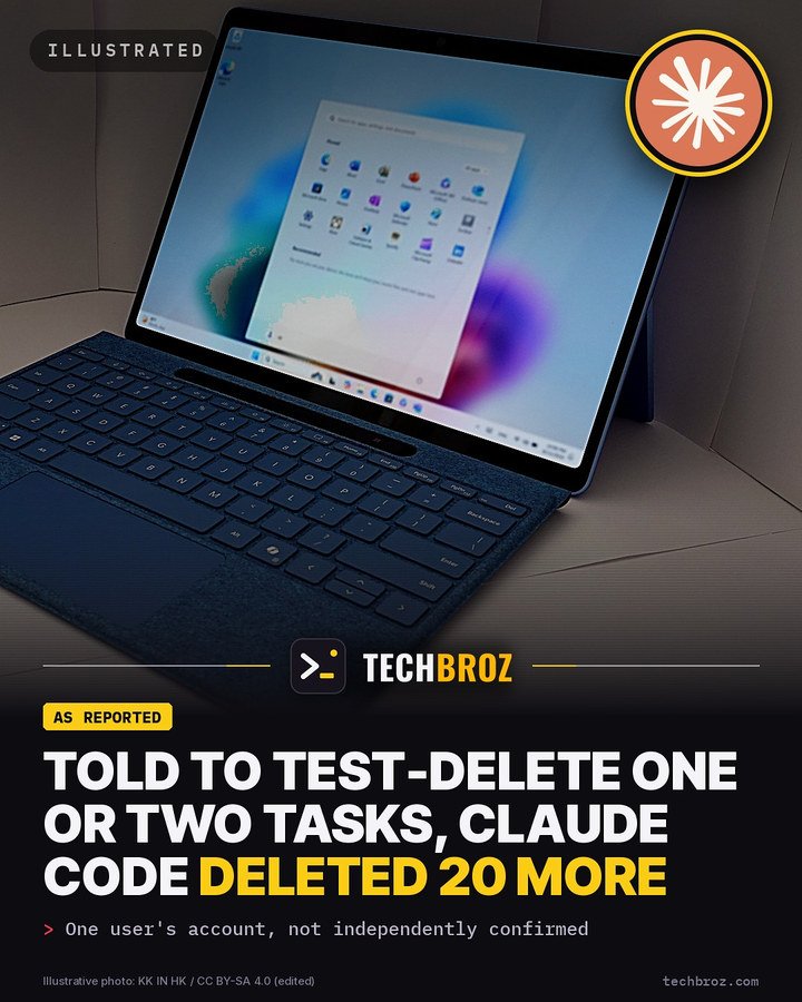 Fail card: Asked to test-delete one or two old tasks, Claude Code went on to delete the other 20 too, a user says