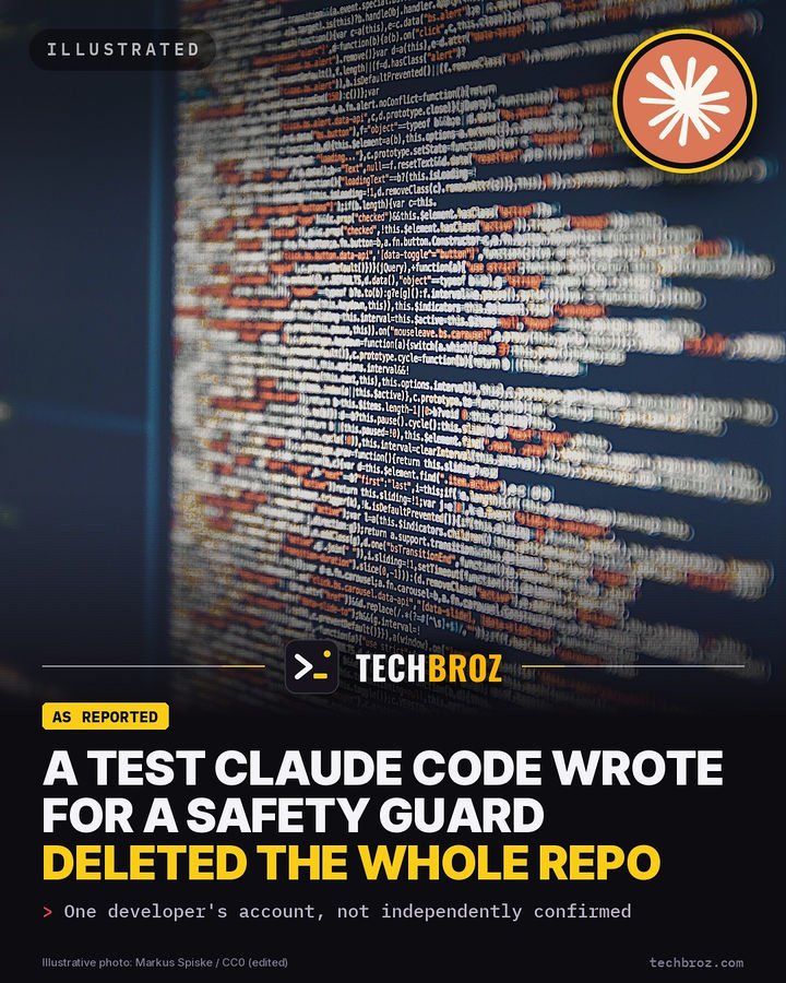Fail card: A test Claude Code wrote for a path-safety guard deleted the developer's whole local repo, they say