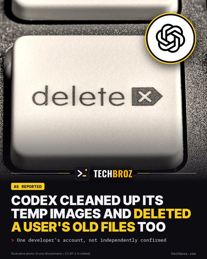 Fail card: Codex tidies up its temp images by deleting the whole shared folder, old files and all