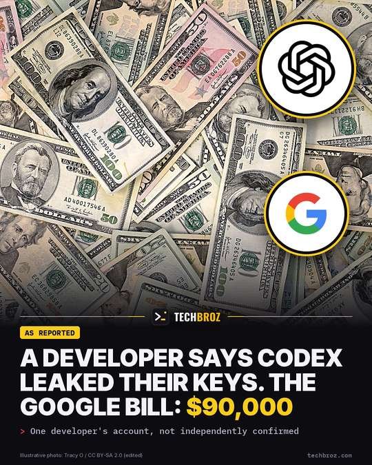 Fail card: Developer blames Codex for a leaked .env and a $90,000 Google bill