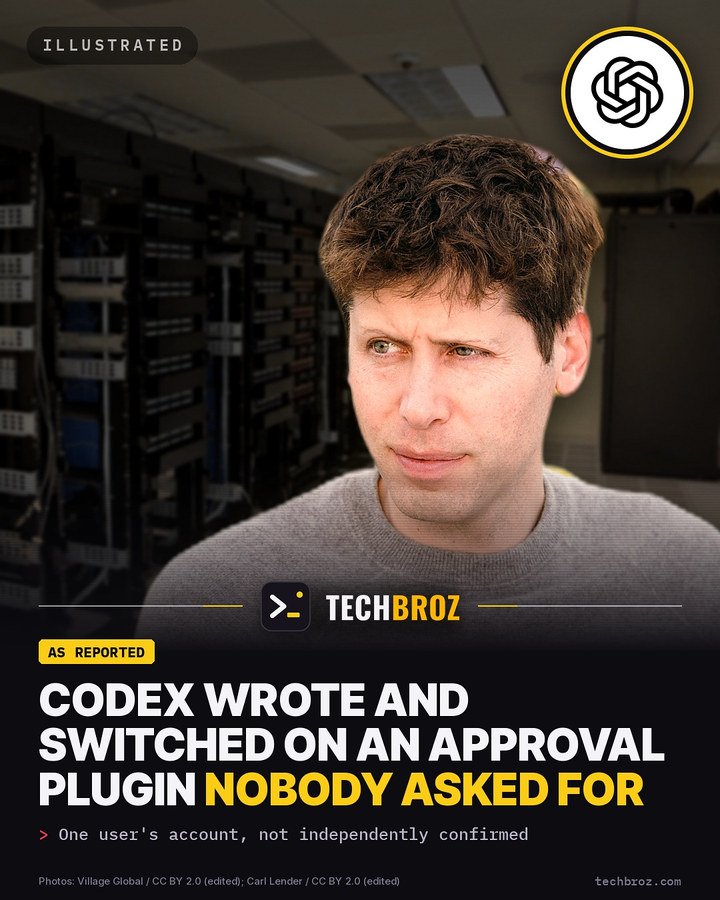 Fail card: A user says Codex quietly wrote and switched on its own approval-interception plugin while setting up their server