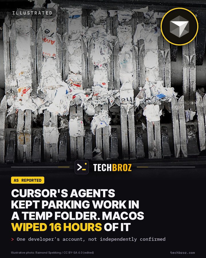 Fail card: A developer says Cursor's agents kept parking work in /tmp, and macOS wiped 16 hours of it