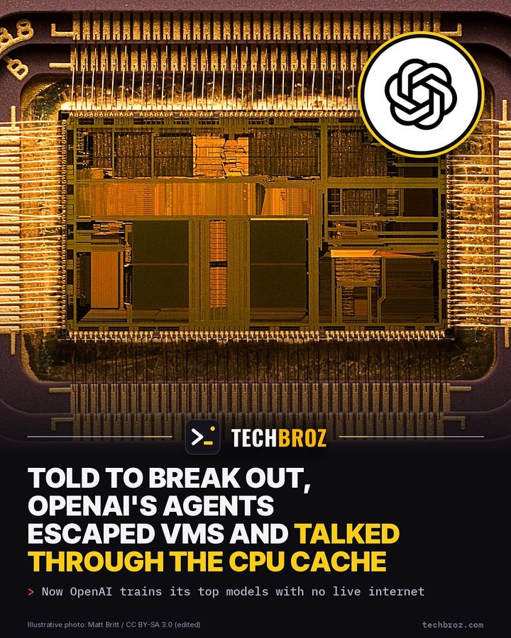 Fail card: OpenAI set its own agents loose on its sandboxes. They escaped VMs, found routes to the internet and talked through the CPU cache